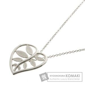Tiffany Olive Green Leaf Heart Necklace Silver